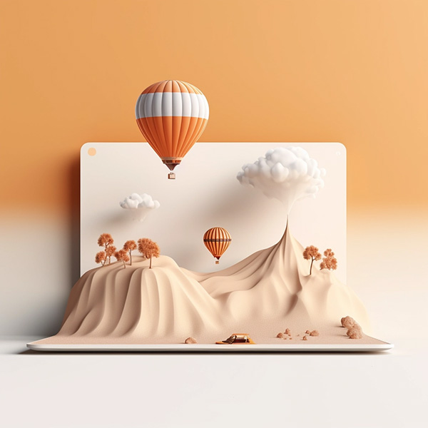 Elementary 3D Website with Hot air balloons